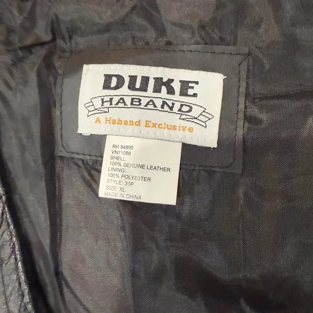 Vintage Duke Haband Genuine Leather Vest Black Mens Size XL Motorcycle Bikercore - Picture 3 of 7